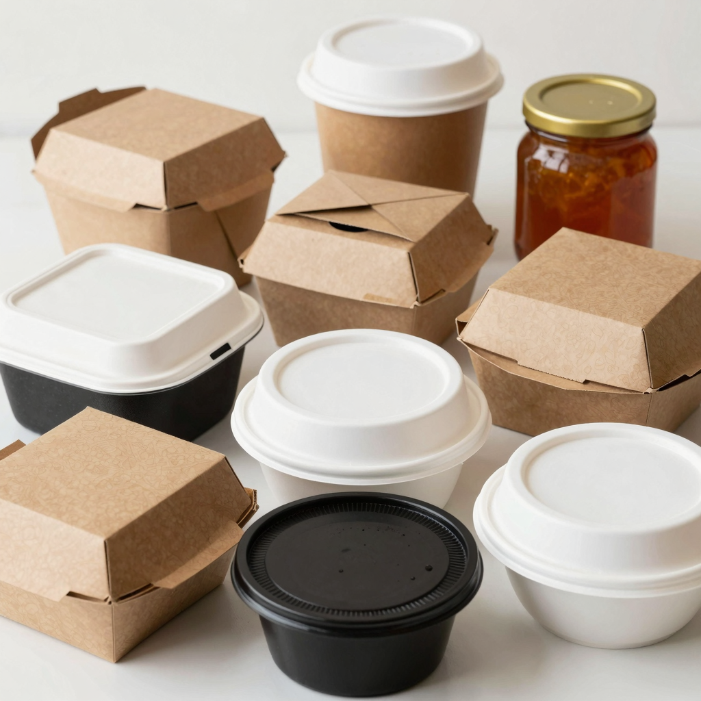 Variety of takeaway food containers