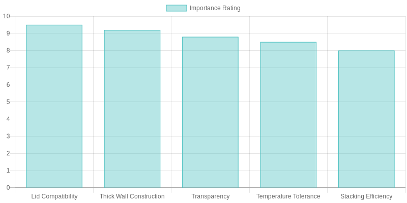Chart showing importance ratings of the top 5 features of 5 oz clear cups