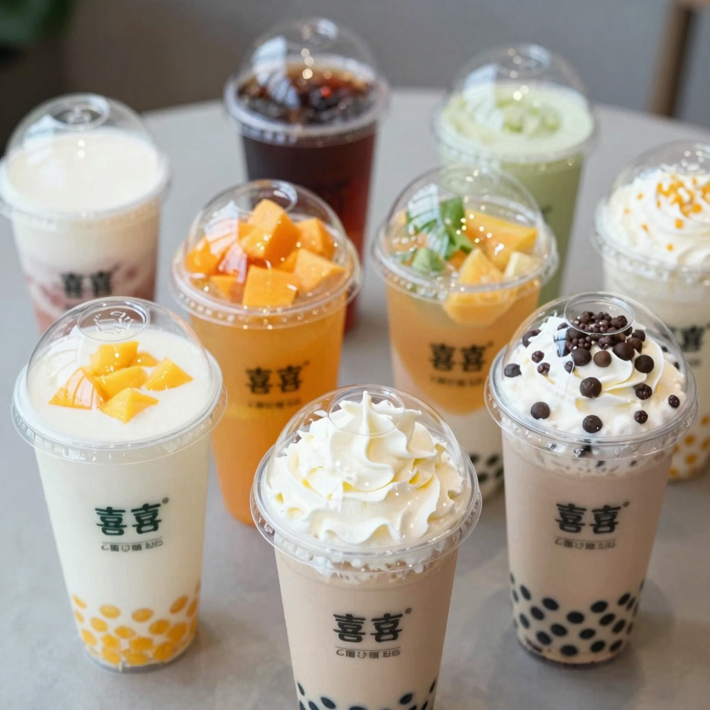Different Beverages with Dome Lids