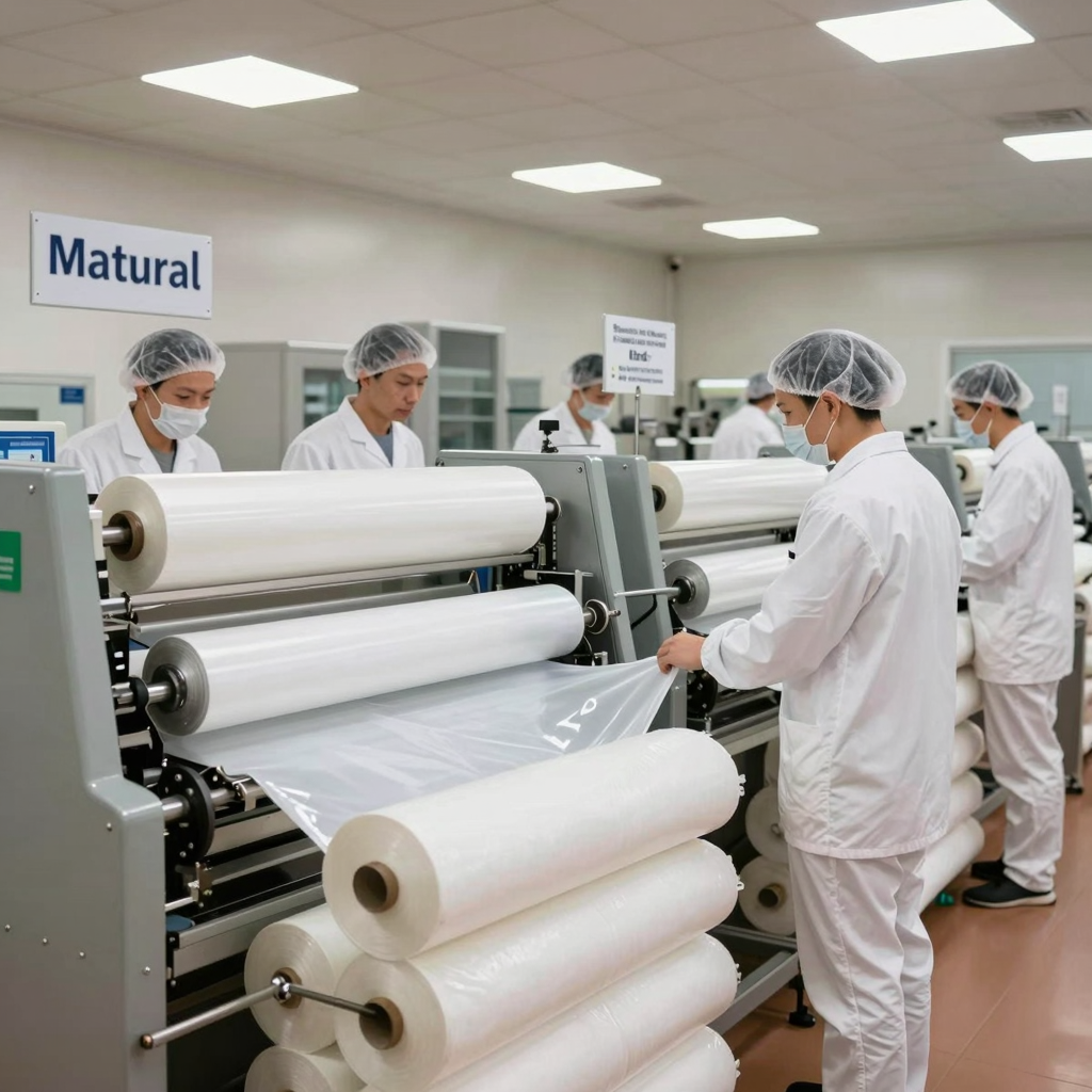 Inside our biodegradable bag production line at the factory