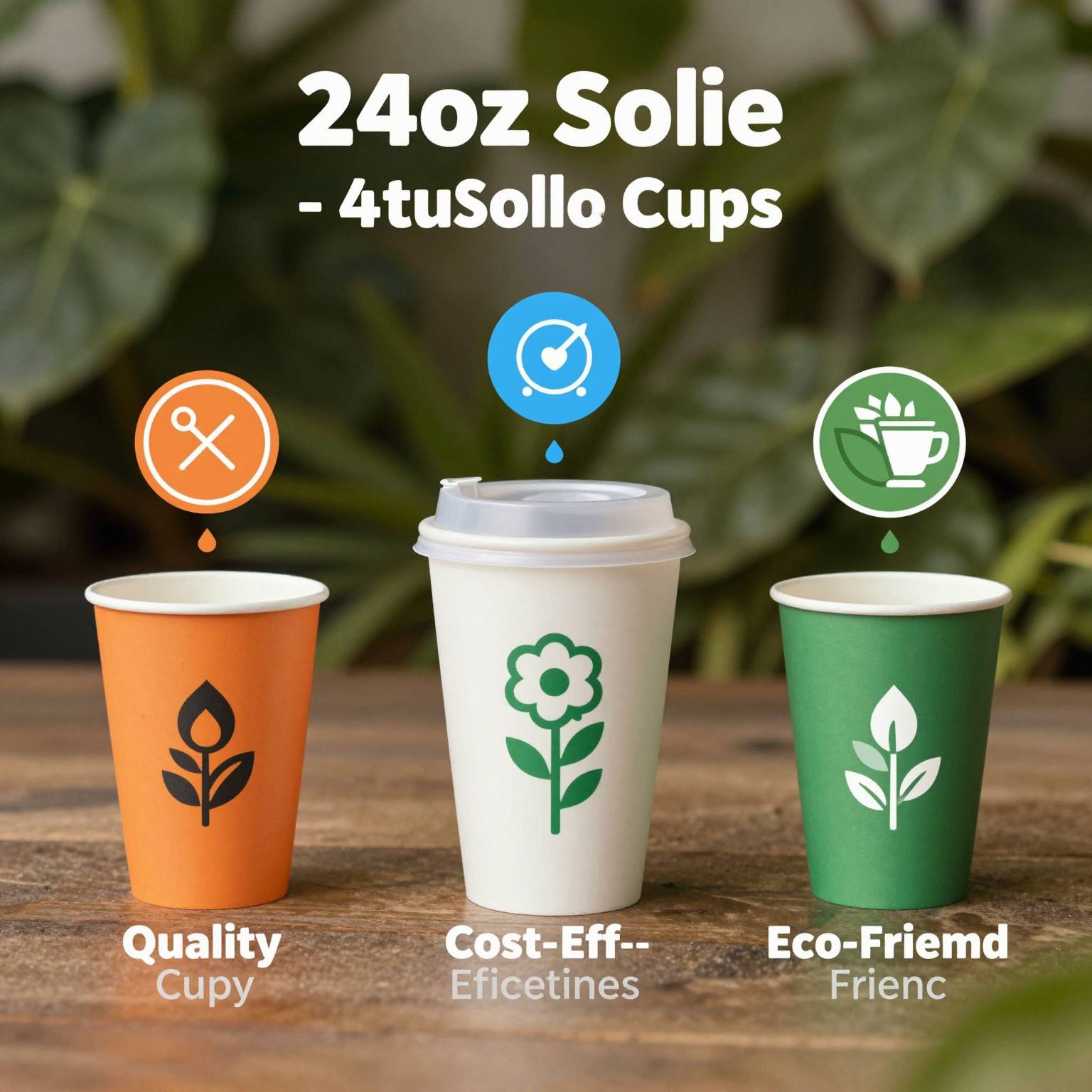 Infographic highlighting the key selling points of 24oz Solo cups