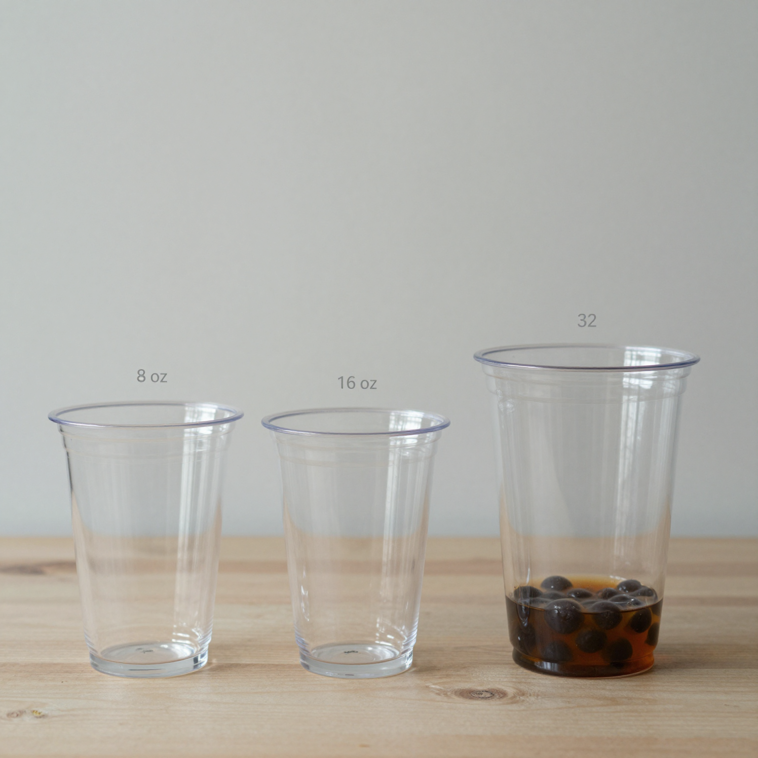 Different Sizes of Clear Plastic Cups