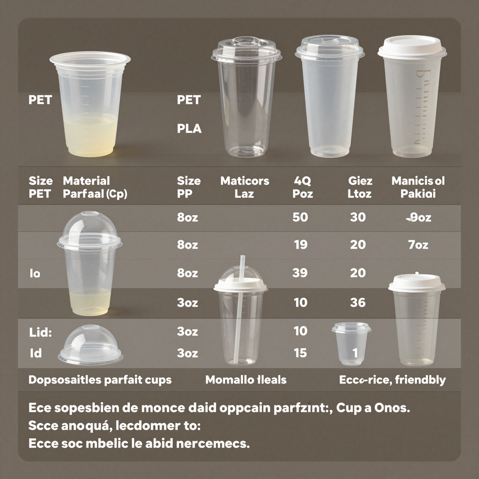 Comparison of disposable plastic parfait cups