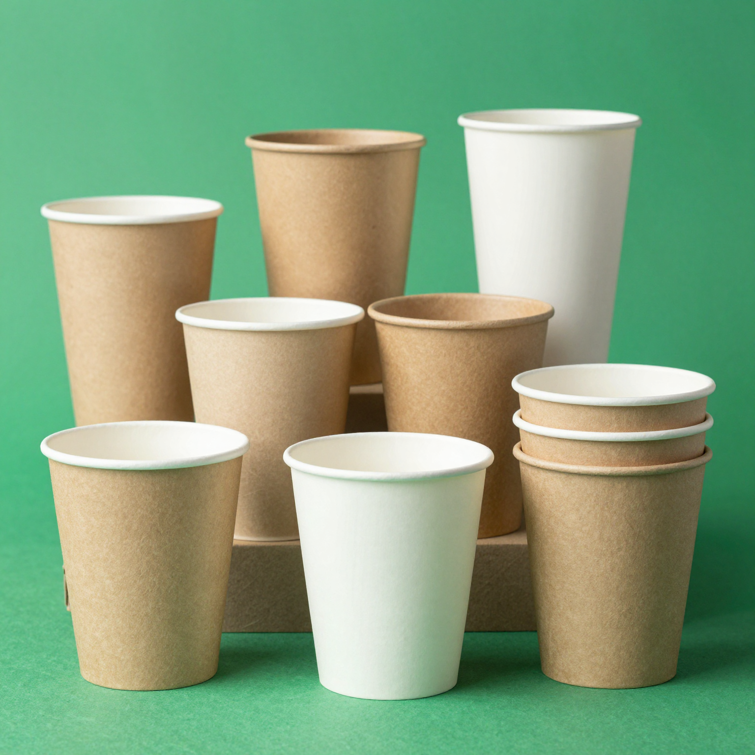 Collage of Eco-Friendly Unbleached Paper Cups