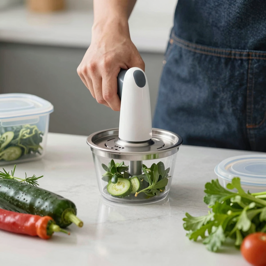 Handheld Food Chopper in Use