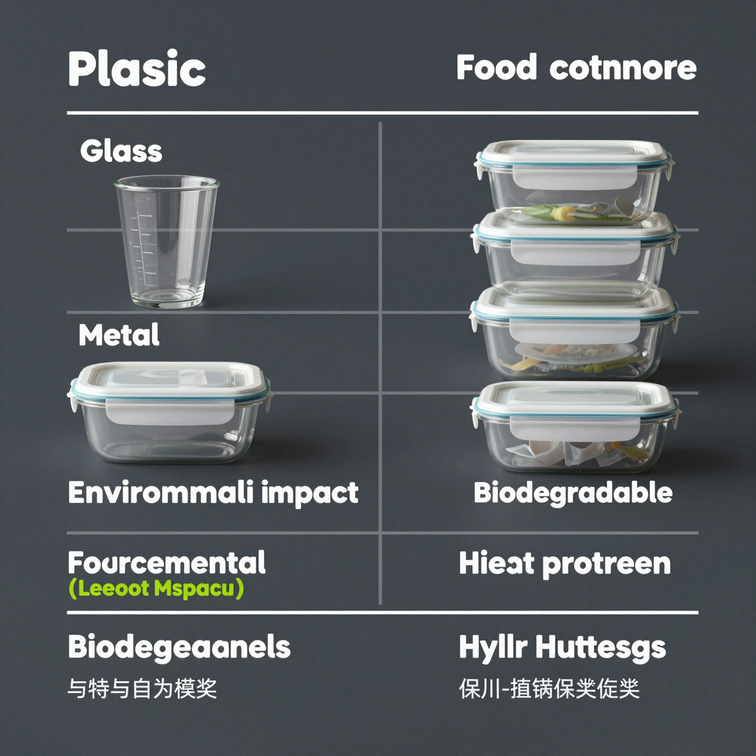 Comparison table displaying pros and cons of different food container materials for hot food storage.