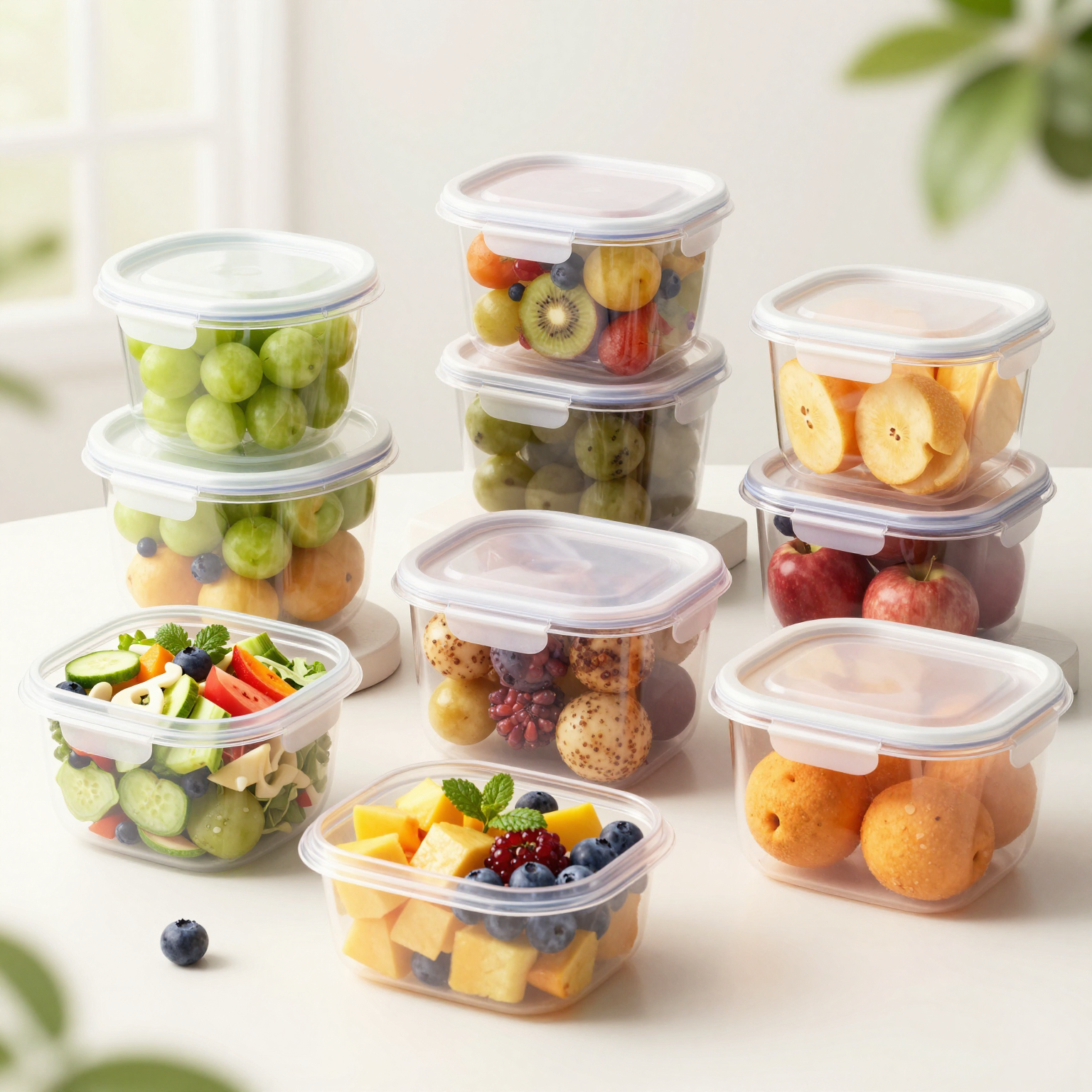 Various Shapes of Plastic Containers for Whole Foods