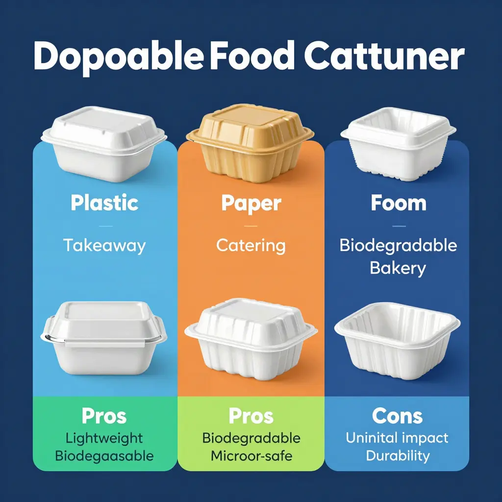 Infographic comparing different types of disposable food containers