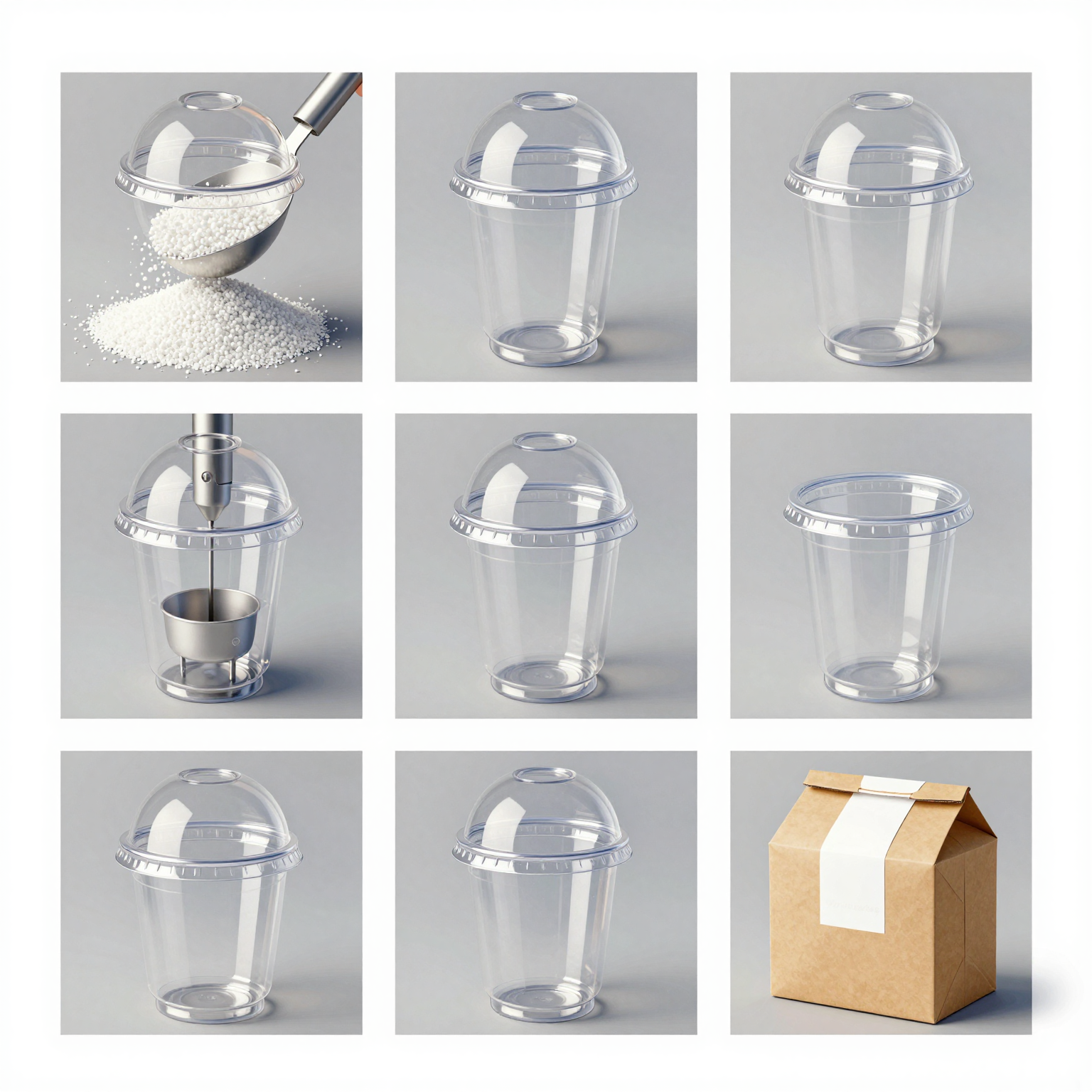 Production process of clear plastic cups with dome lids