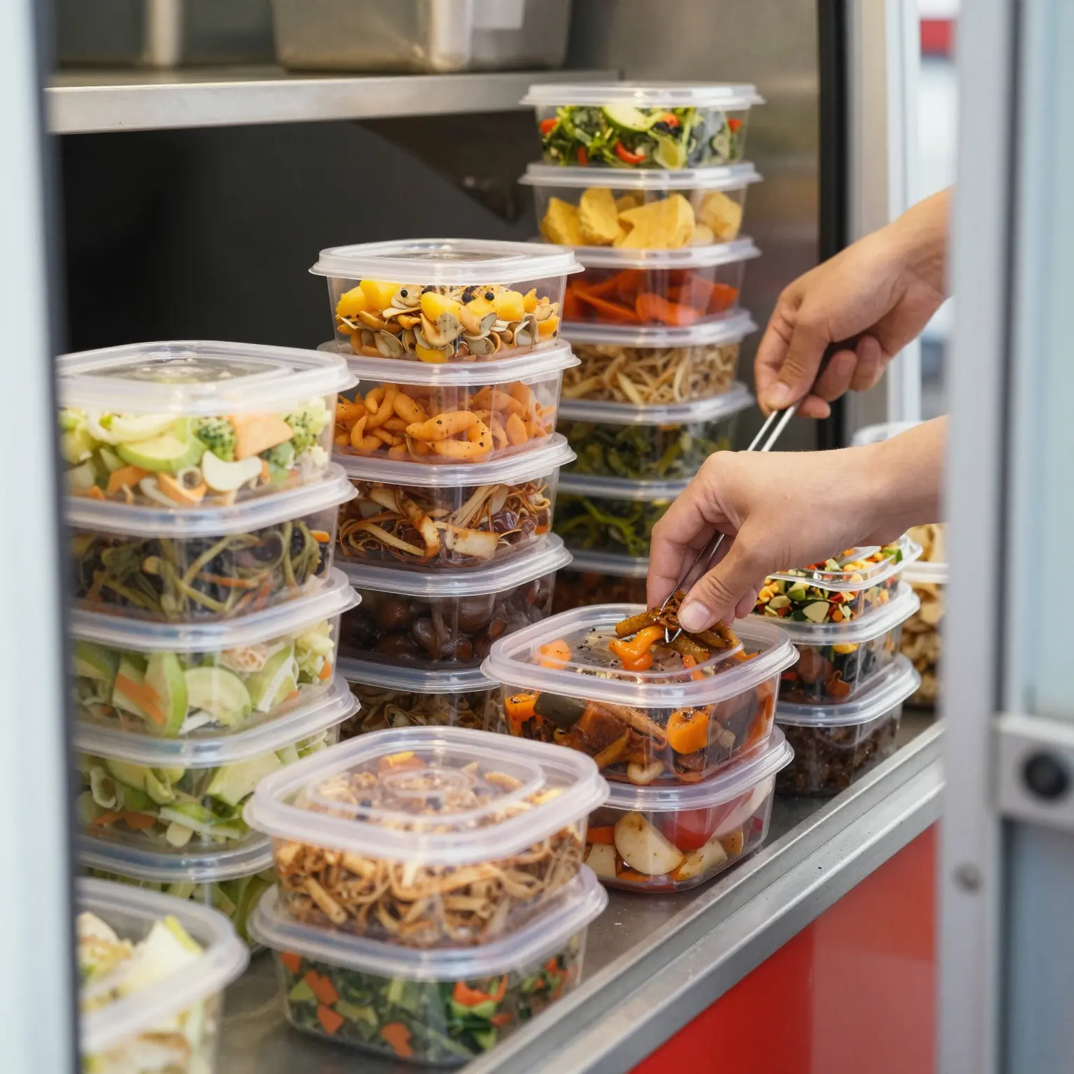 Deli Plastic Containers in Use