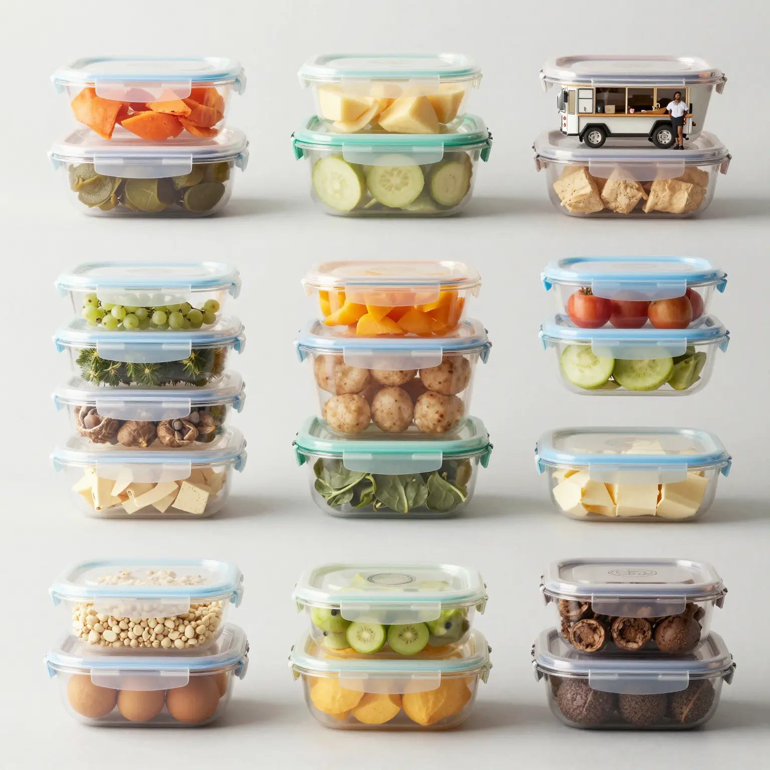 A diverse range of food-safe containers