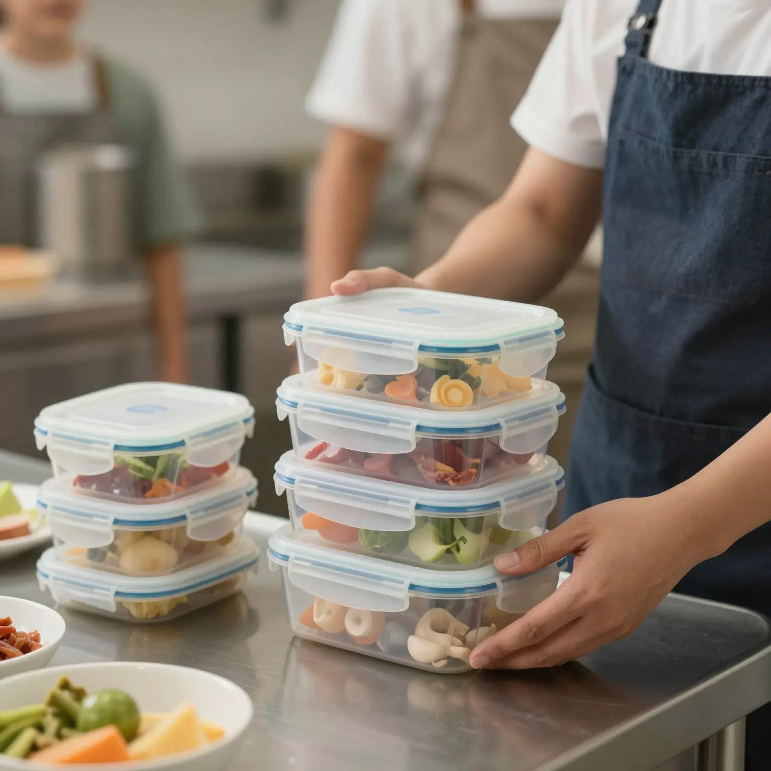 Locking Plastic Food Containers in Action