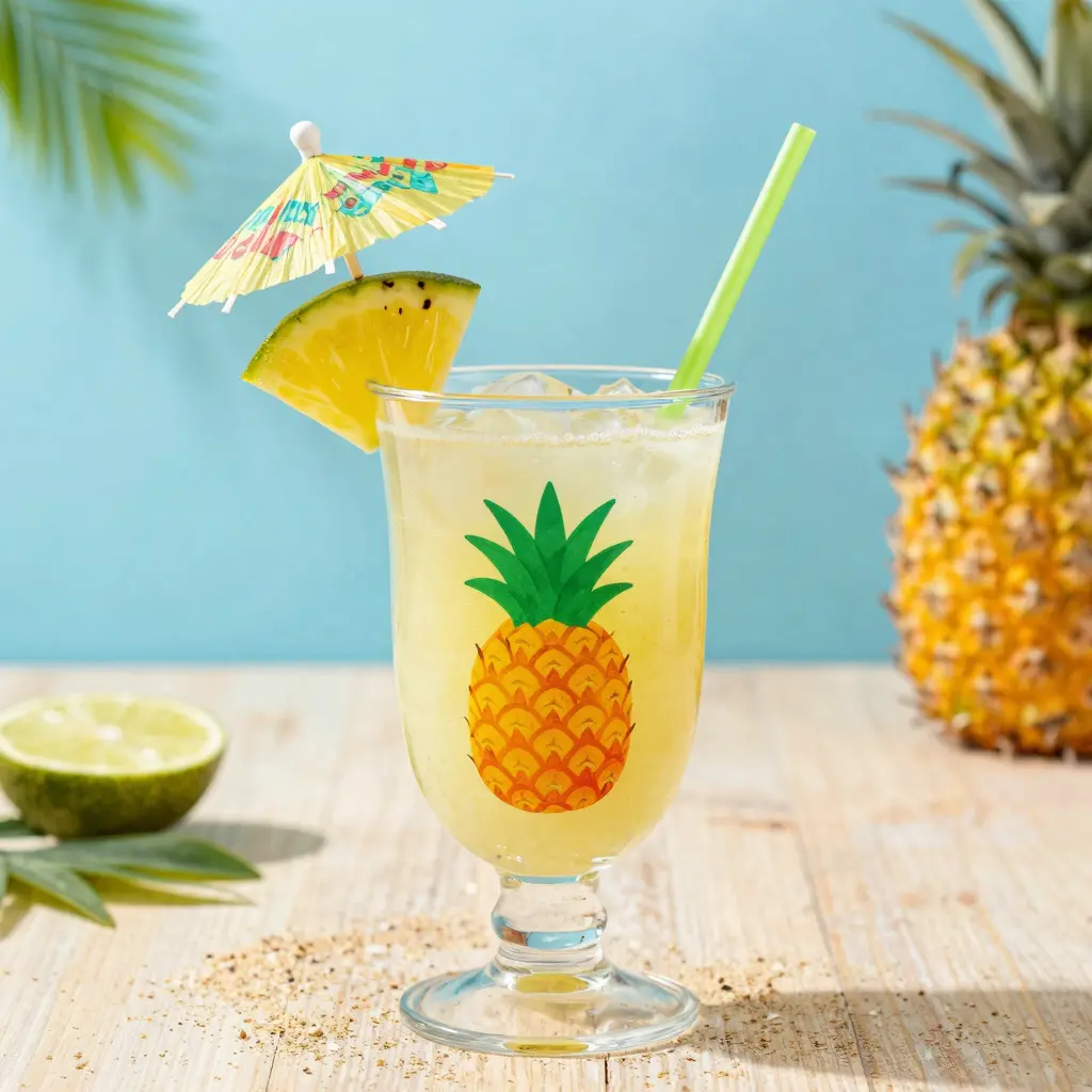 Colorful Plastic Cup with Pina Colada