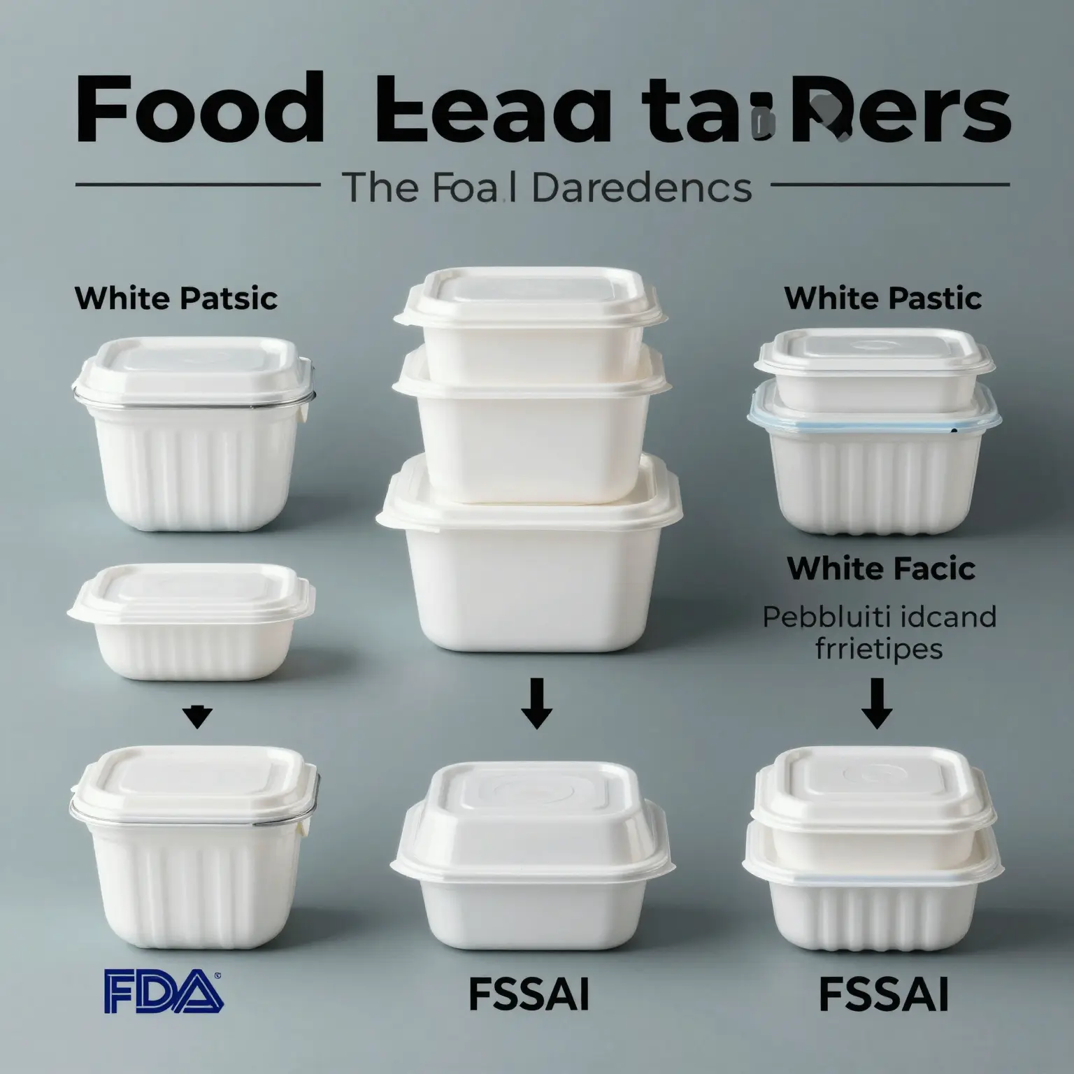 Infographic illustrating food safety standards for white plastic food containers