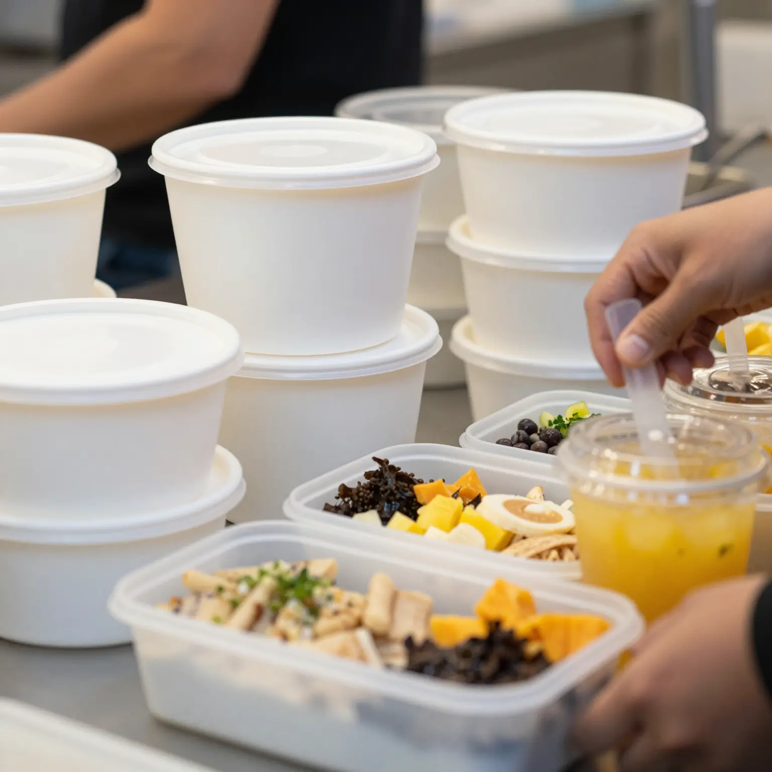 Image of White Plastic Food Containers