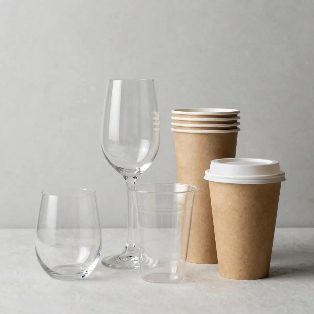 Variety of Plastic Disposable Cups for Wine