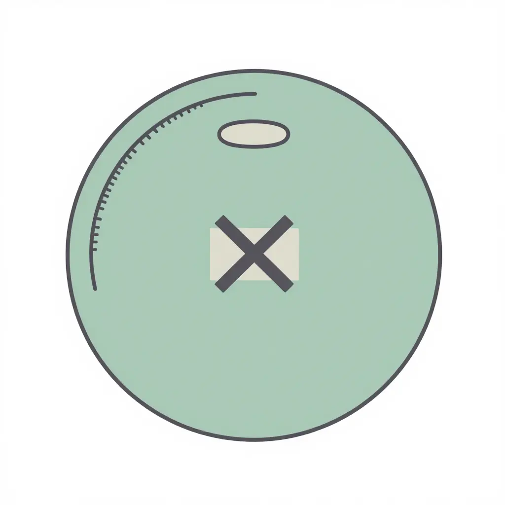 Minimalist 2D top-view diagram of a round dome lid showing a straw slot mark, a hatched recommended vent zone arc offset from the slot, and a crossed-out zone directly opposite the slot centerline
