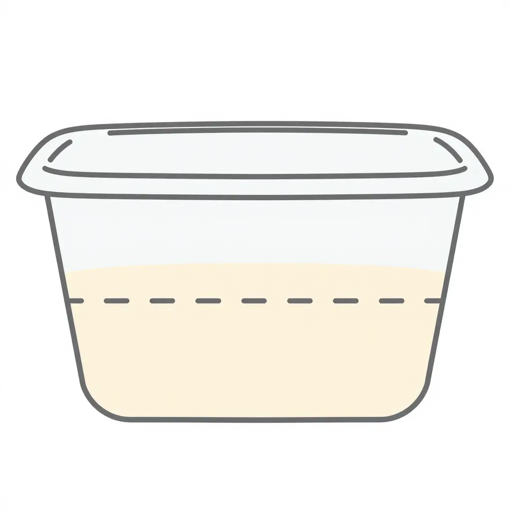 Cross-section diagram of a plastic food container showing the nominal capacity level and the lower practical usable fill level, with the headspace band between them shaded to represent headspace loss.