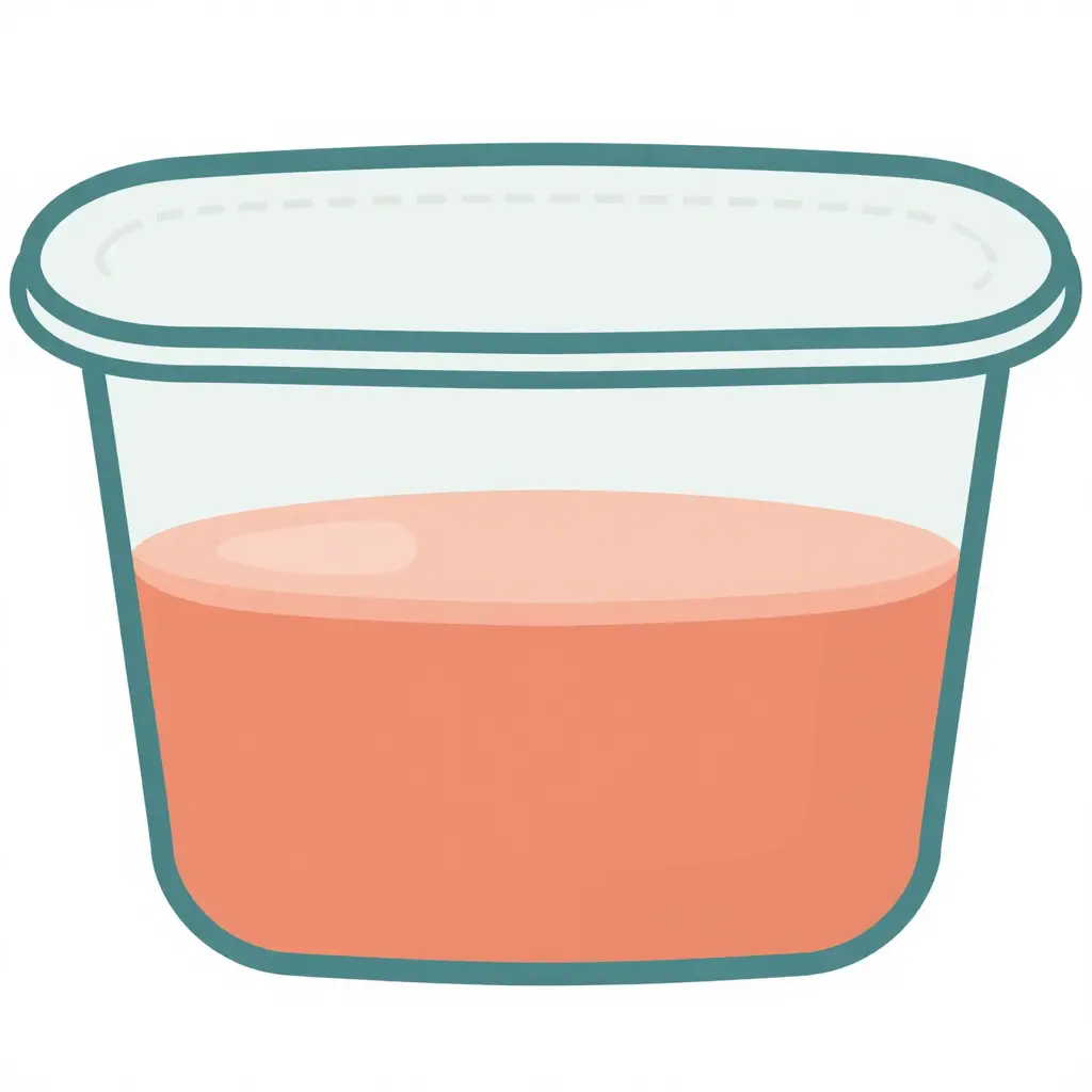 Cross-section diagram of a disposable soup container showing the fill line where soup sits, the empty headspace gap between the soup surface and the rim, and the space the frozen soup will occupy as it expands upward