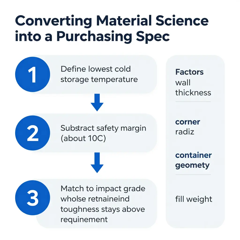 Decision flow from cold-storage temperature to impact grade