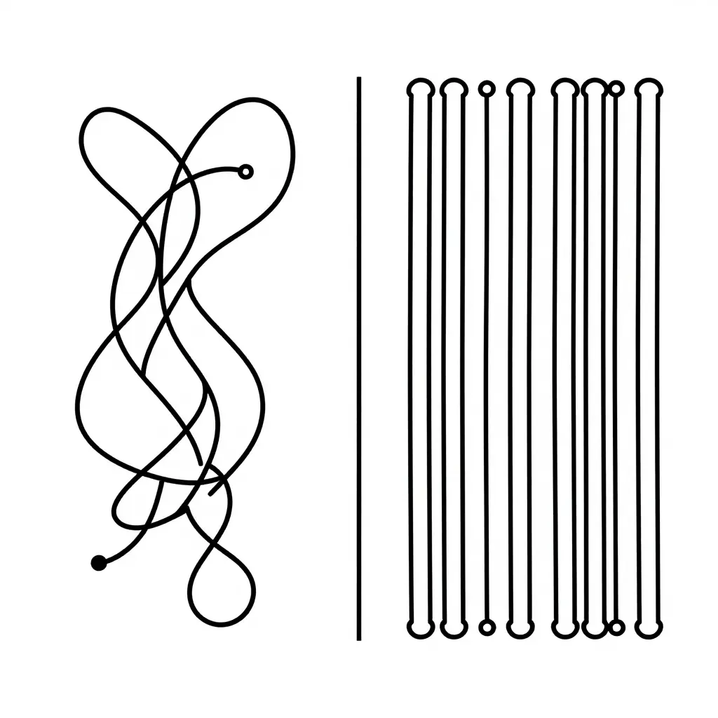 Two-panel schematic showing flexible tangled polymer chains at ambient temperature and rigid aligned chains at cold-storage temperature
