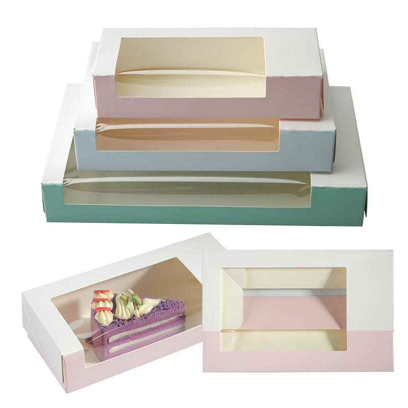 Pure Color Foldable Cake Boxes With Window Bakery Boxes Pastry Box For Cake Chocolates Cupcakes Gift Packaging Paper Boxes