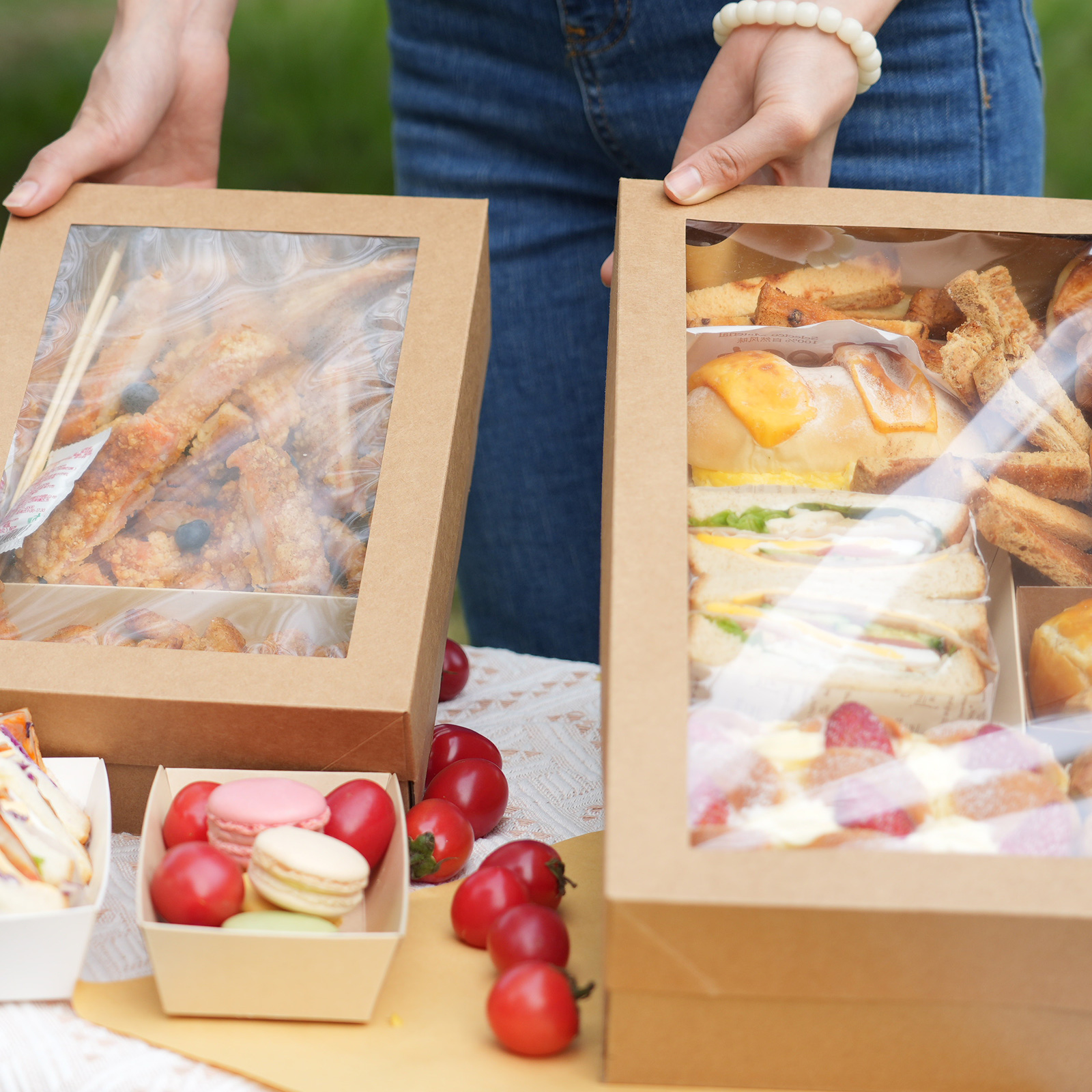 Picnic Kraft Paper Cake Boxes Clear Windows Dessert Fruit Packing Eco-friendly Food Container Home Kitchen Takeaway Party Event - Image 4