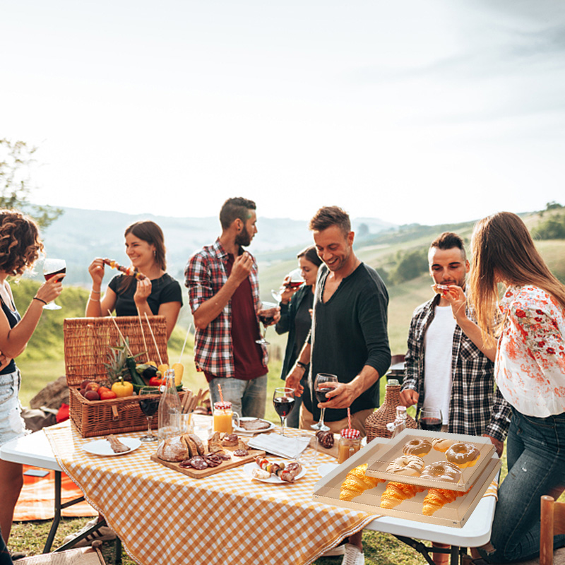 Vintage Kraft Paper Box With Window Paper Gift Box Cake Packaging Cake Dessert Box Food Plates Packing Box Party Supply - Image 8