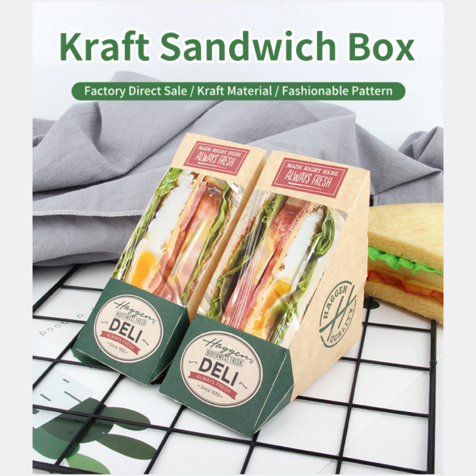 Sandwich Box-Small Sandwich Wedge Box with Window Triangular Sandwich Container