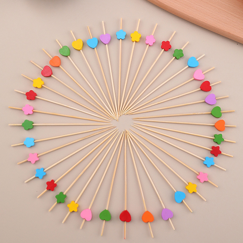 Love Heart Bamboo Pick Buffet Food Cupcake Fruit Cocktail Fork Dessert Salad Stick For Picnic Wedding Party Home Supplies - Image 4
