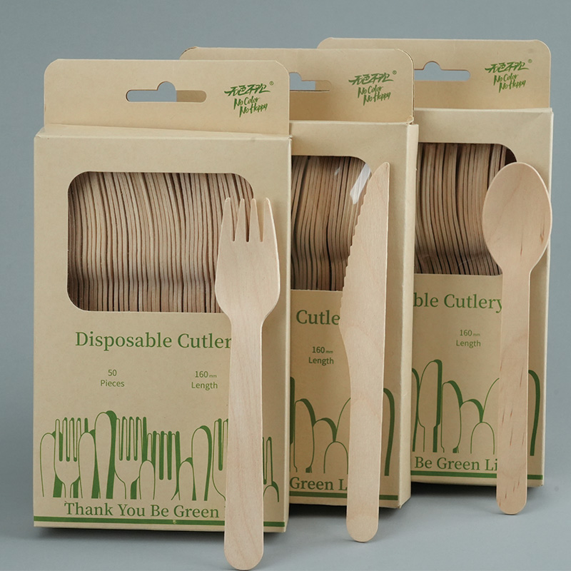 Hot selling high quality eco friendly wooden spoon knife and fork wooden disposable cutlery set - Image 6