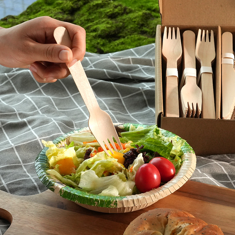 Ready Bulk Eco-Friendly Birch Wood Biodegradable 160mm Wooden Cutlery Set Disposable Wooden Tableware Sets - Image 4