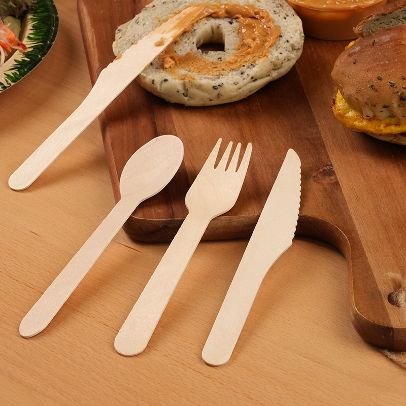 Ready Bulk Eco-Friendly Birch Wood Biodegradable 160mm Wooden Cutlery Set Disposable Wooden Tableware Sets - Image 8