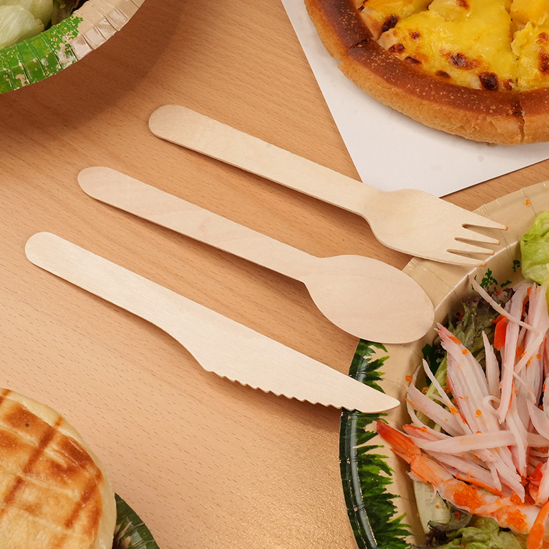 Ready Bulk Eco-Friendly Birch Wood Biodegradable 160mm Wooden Cutlery Set Disposable Wooden Tableware Sets - Image 9