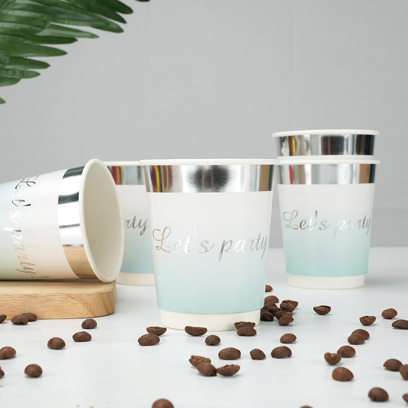 Household Disposable High-grade Silver Printing Paper Cup Party Picnic Paper Cup Coffee Cup Paper Cup