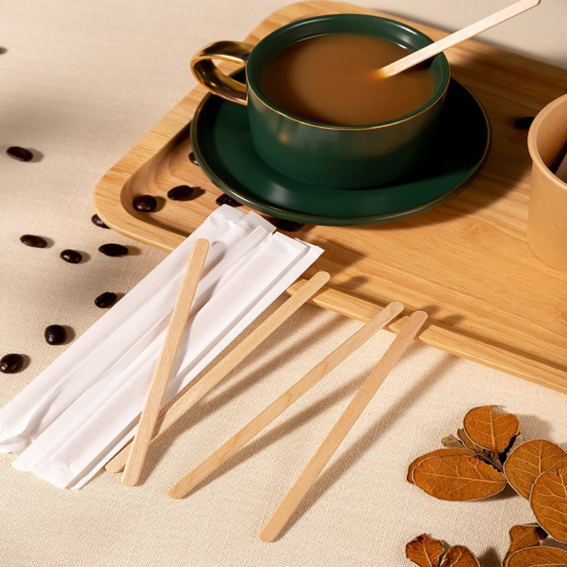 Single Packaged Coffee Stirrer Sticks Disposable Wooden Coffee Stirrers Ice Cream Hot Cold Drinking Stir Popsicle