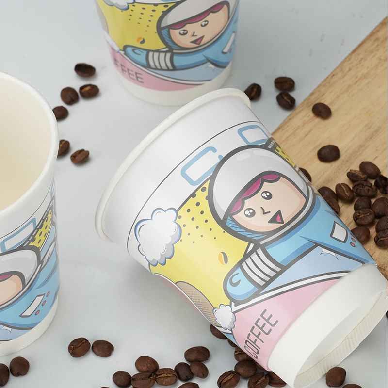 Uchampak Coffee Home Office Disposable Paper Cup High-end Double-layer Thick Children's Cartoon Cute - Image 3