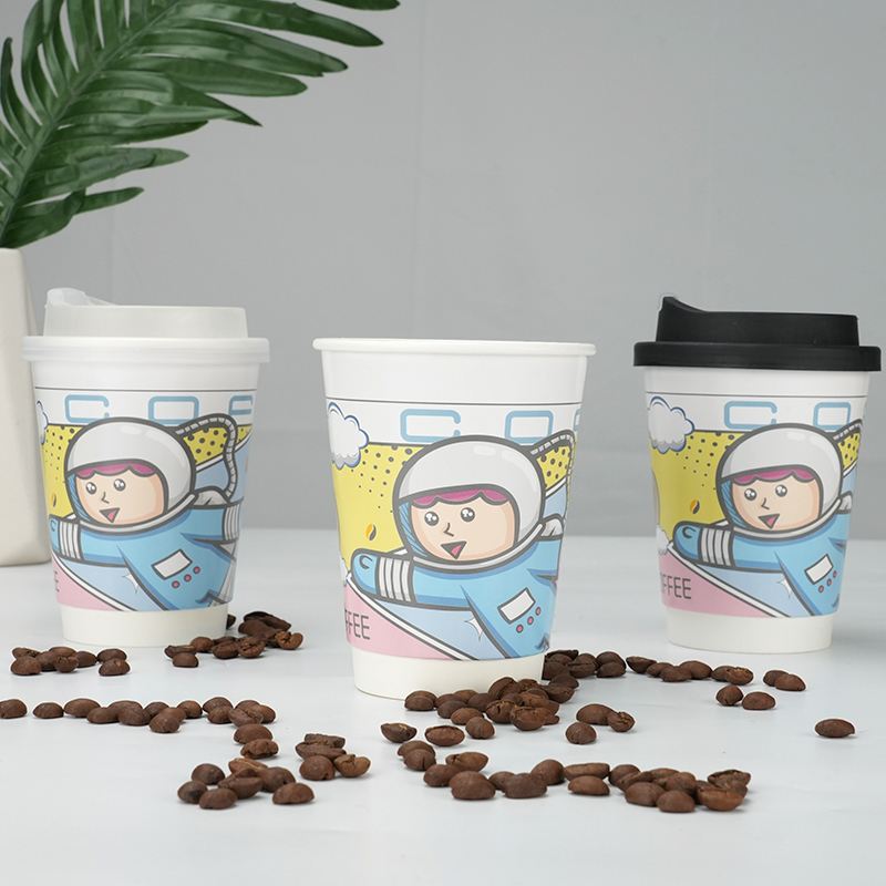 Uchampak Coffee Home Office Disposable Paper Cup High-end Double-layer Thick Children's Cartoon Cute - Image 4