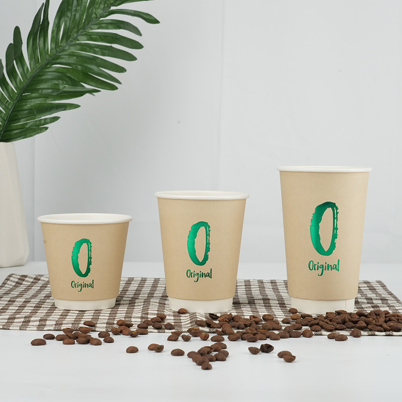 Double wall bamboo pulp paper cup color hot stamping logo all 8/10/12/16 oz coffee paper cup - Image 6