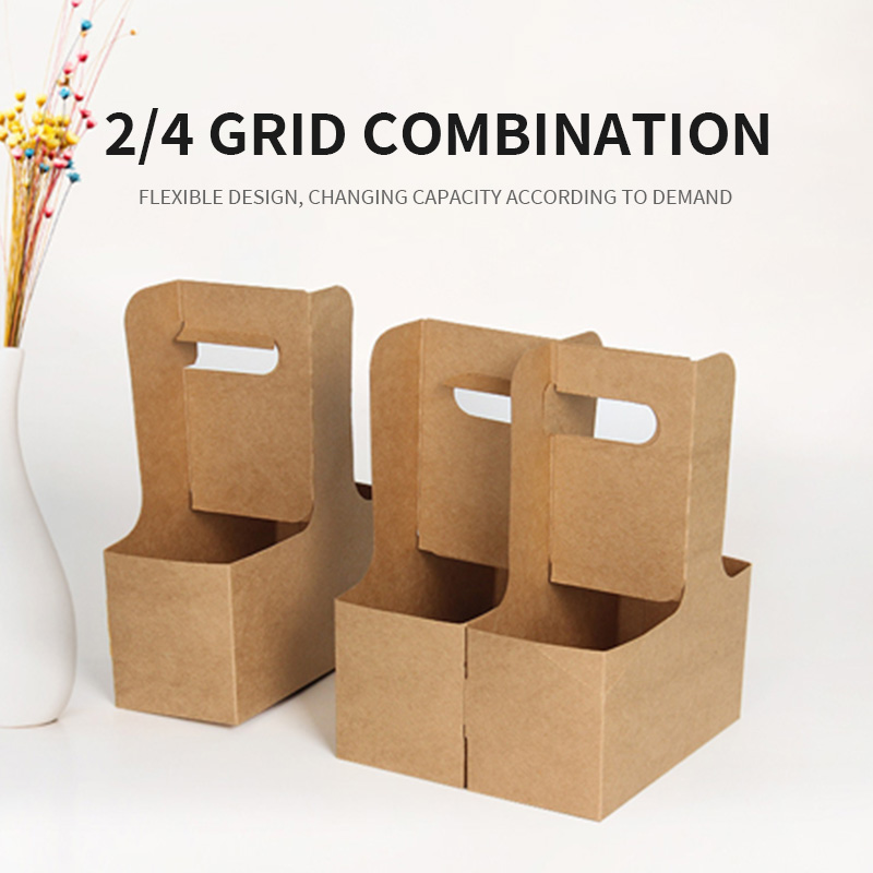 Hot Cold Drinks 2/4 Cups Disposable Drink Carrier Coffee Cup Holder with Handle