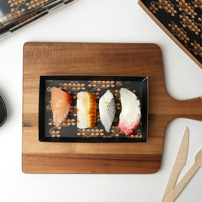 Rectangular Sushi Takeaway Box Sushi Tray Kraft Paper Meal Storage Container - Image 3