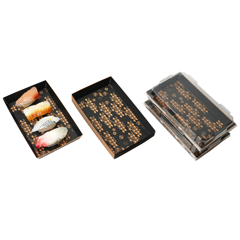 Rectangular Sushi Takeaway Box Sushi Tray Kraft Paper Meal Storage Container - Image 5