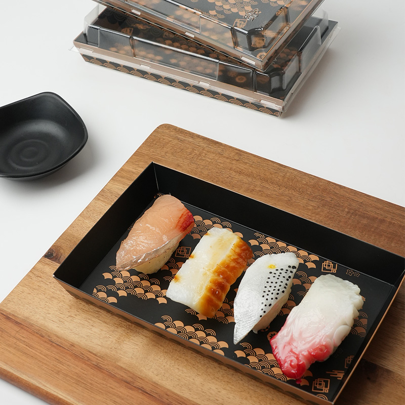 Rectangular Sushi Takeaway Box Sushi Tray Kraft Paper Meal Storage Container - Image 6