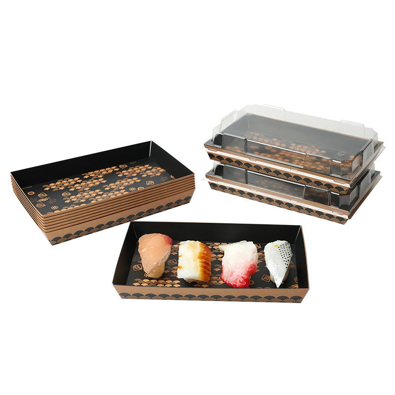 Rectangular Sushi Takeaway Box Sushi Tray Kraft Paper Meal Storage Container - Image 7