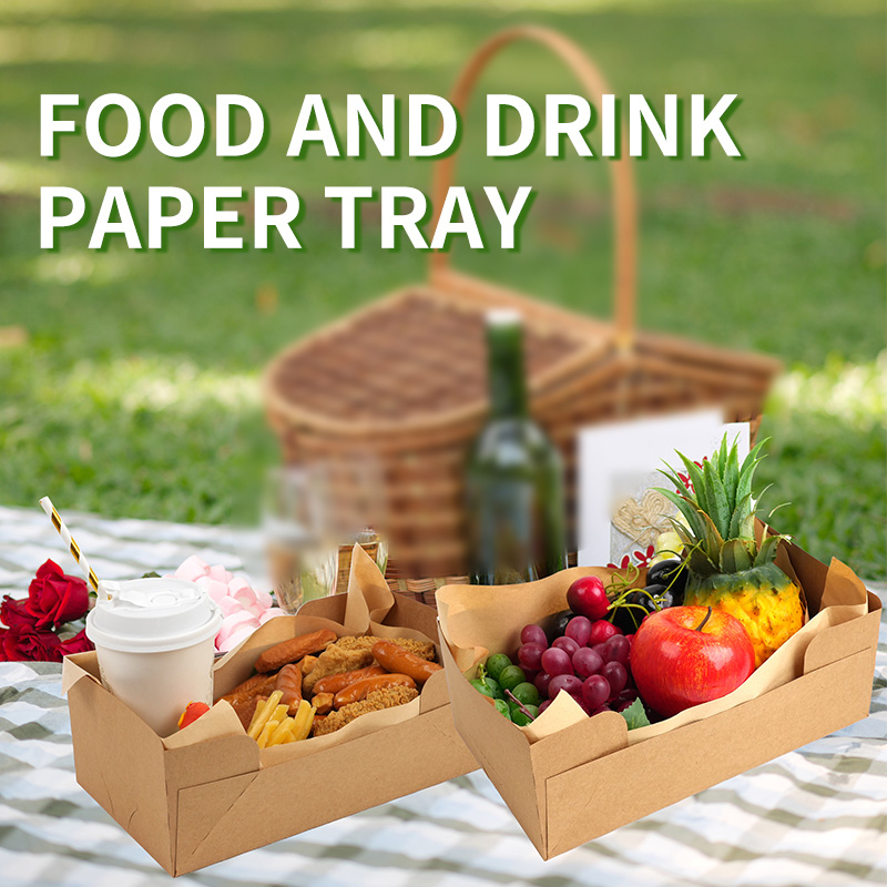 Takeaway Food Trays with Cup Holder Paper Snack Container With Oilproof Paper Takeaway Box French Fries Tray Disposable Kraft Paper Snack Box Food Trays