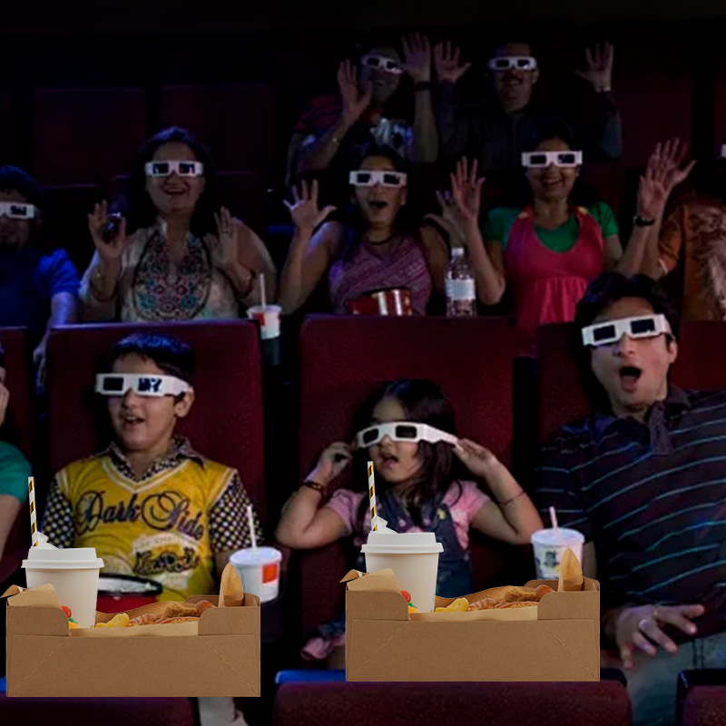 Takeaway Food Trays with Cup Holder Paper Snack Container With Oilproof Paper Takeaway Box French Fries Tray Disposable Kraft Paper Snack Box Food Trays - Image 8