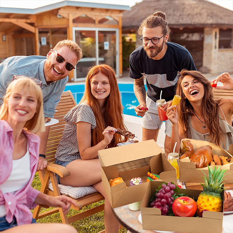 Takeaway Food Trays with Cup Holder Paper Snack Container With Oilproof Paper Takeaway Box French Fries Tray Disposable Kraft Paper Snack Box Food Trays - Image 10