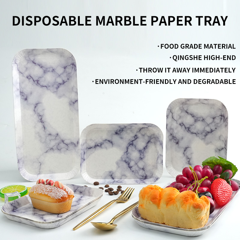 Disposable marble plate cookie tray party tray wedding birthday paper tray&plate