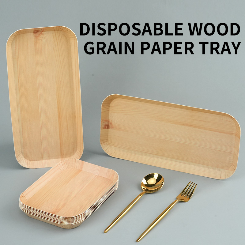 Disposable paper plates, household paper plates, vegetable plates, wood grain paper cake plates, paper plates