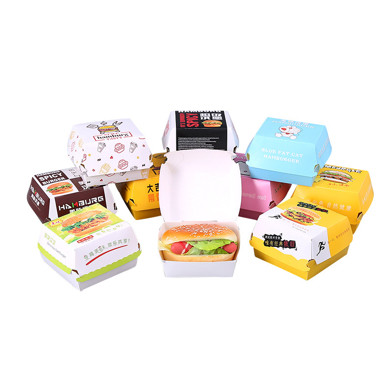 Uchampak - Custom Disposable Food Grade Cardboard hamburger Packaging Paper Burger Box Bio Box